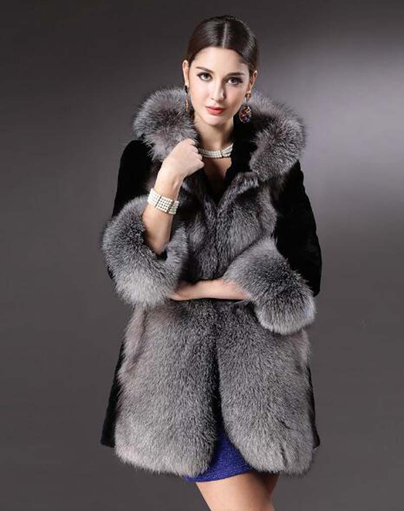 plus size fox fur coat