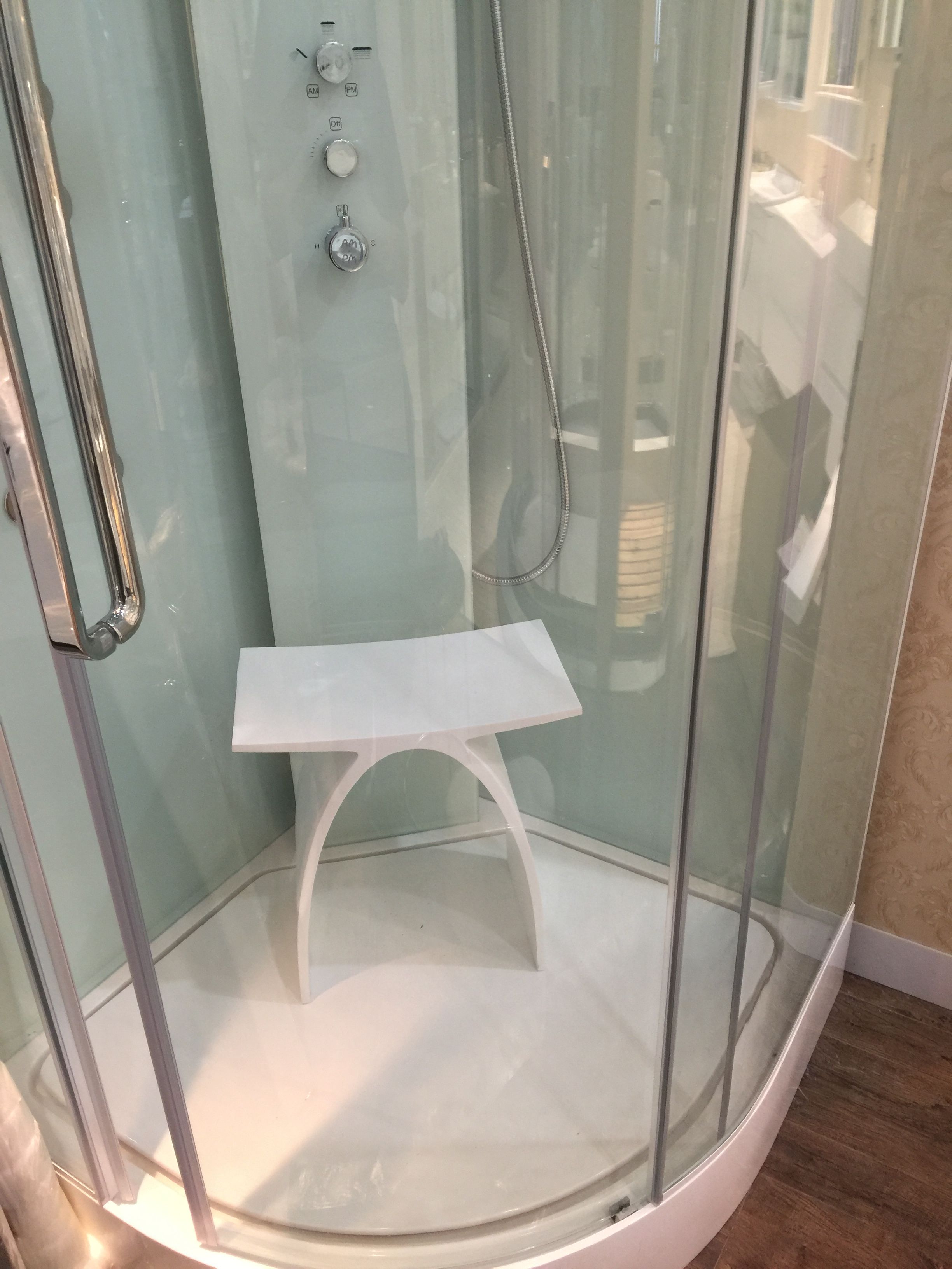 2021 New Matte Modern Curved Design Bathroom Seat Shower Enclosure Stool Matt White Acrylic