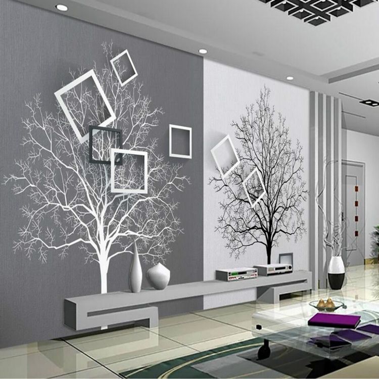Acquista Carta Da Parati 3d Rotoli Di Carta Da Parati Pareti 3d Murals Hd Albero In Bianco E Nero Semplice Sfondo Tv 3d Sfondi Home Improvement A