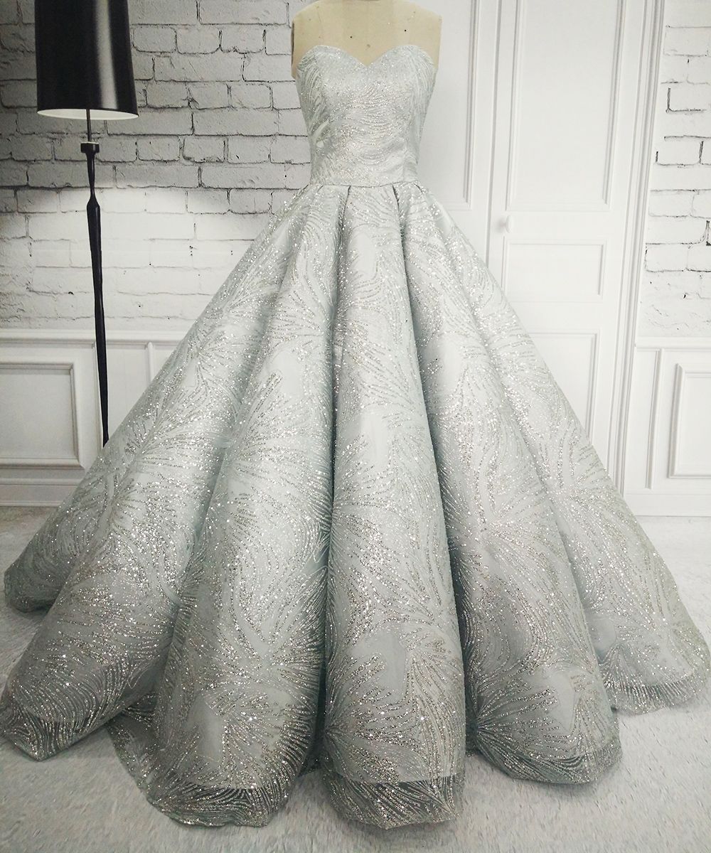 grey wedding gown