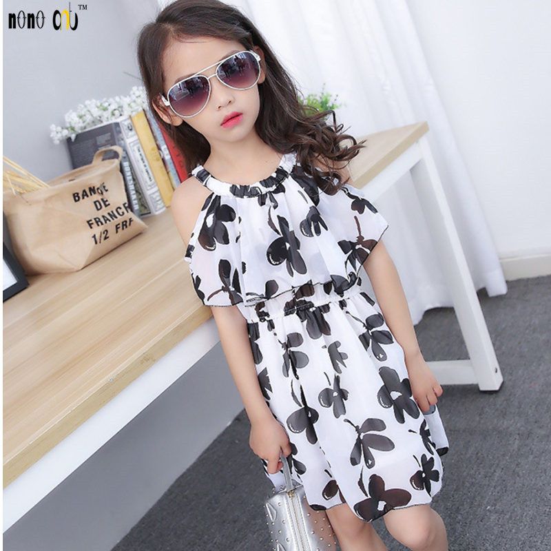 Ropa de moda para Vestido de niñas adolescentes Casual sin tirantes Floral Niños de