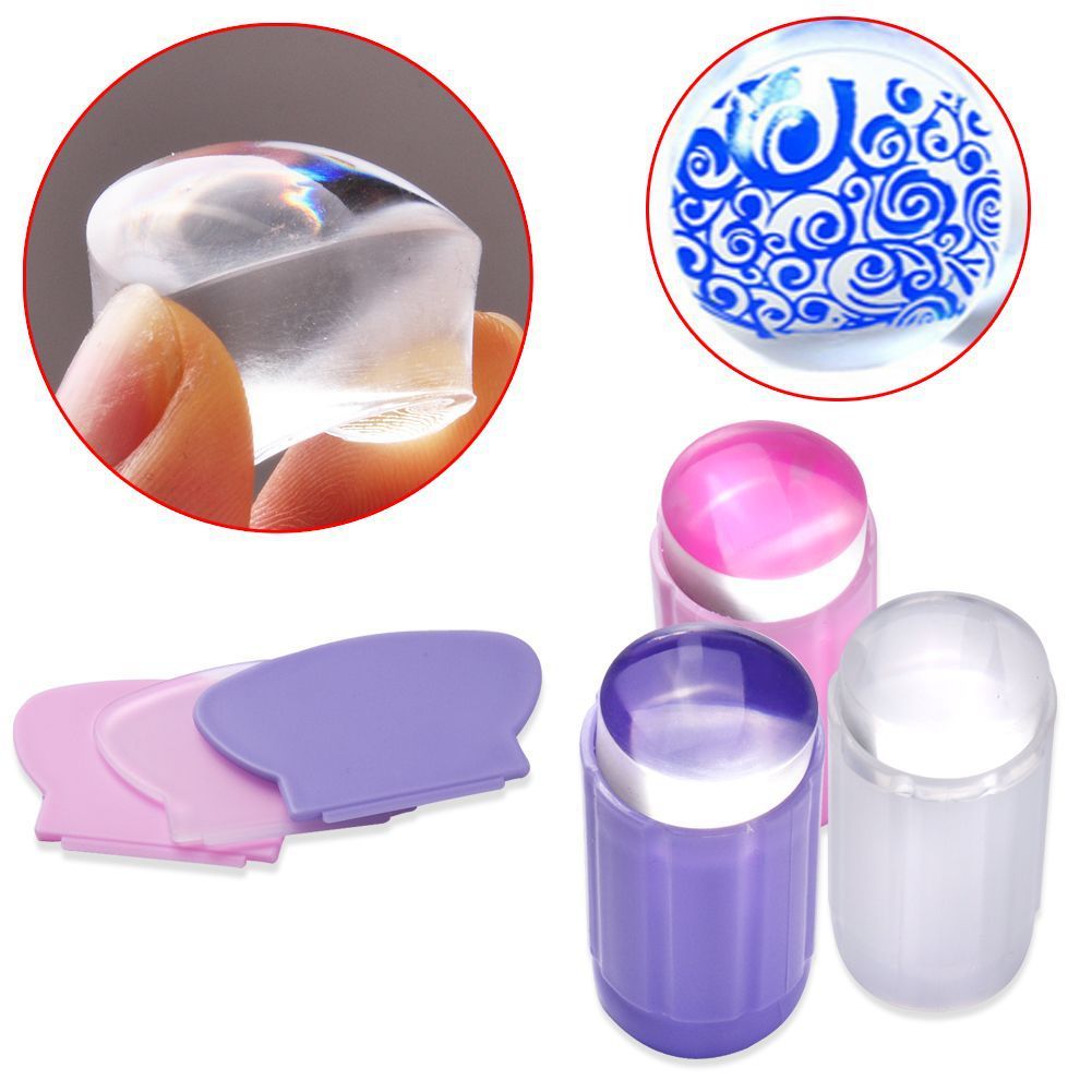 Clear Silicone Stamper Transparent Jelly Nail Stamping Stamp Scraper Set Polish Print Transfer