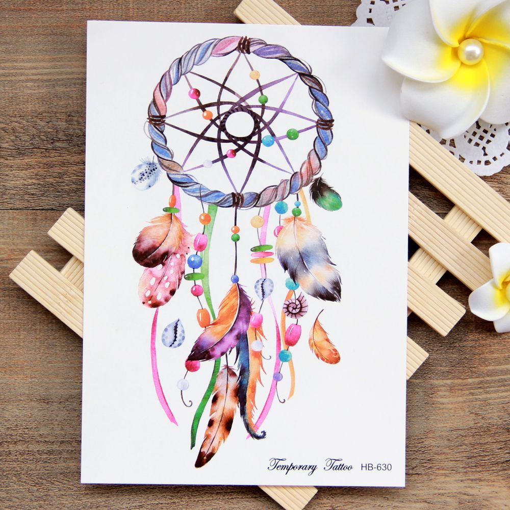 Waterproof Temporary Tattoo Sticker Colorful Dreamcatcher Boho - Waterproof Temporary Tattoo Sticker Colorful Dreamcatcher Boho