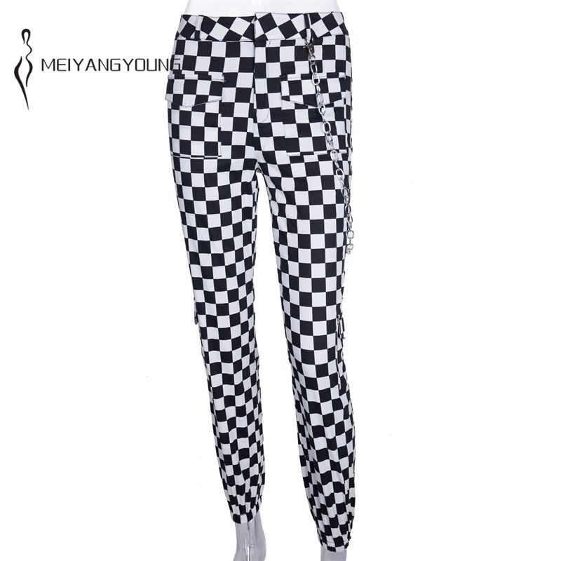 black and white checkered pants womens