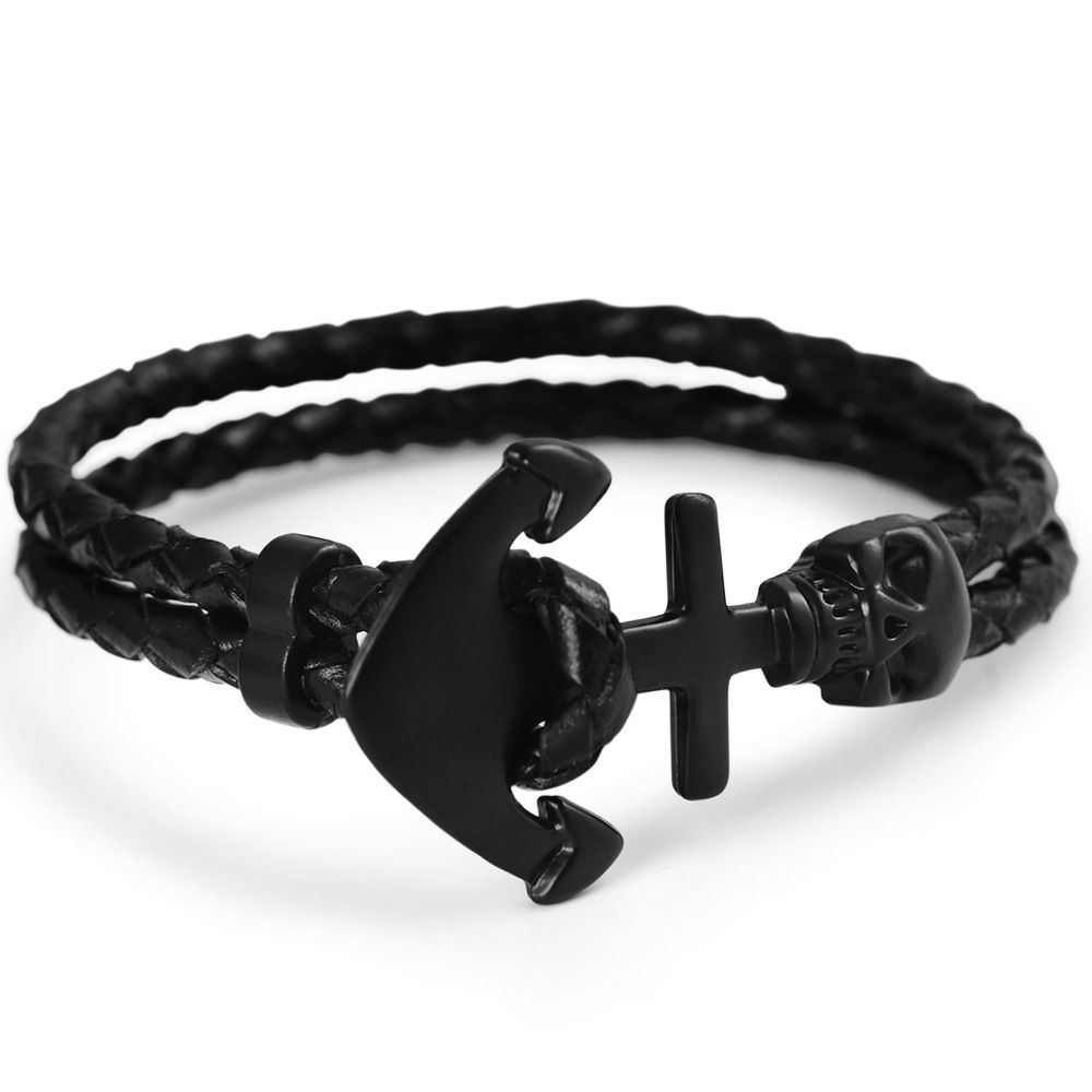 Pulsera Hombre Anillo De Mano De Anclaje Negro Cadena De De Pulsera Hombre Anillo De Mano De Anclaje Negro Cadena De De