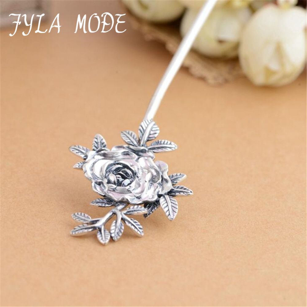2020 Women 925 Sterling Silver Hair Stick Pin Handmade Carved
