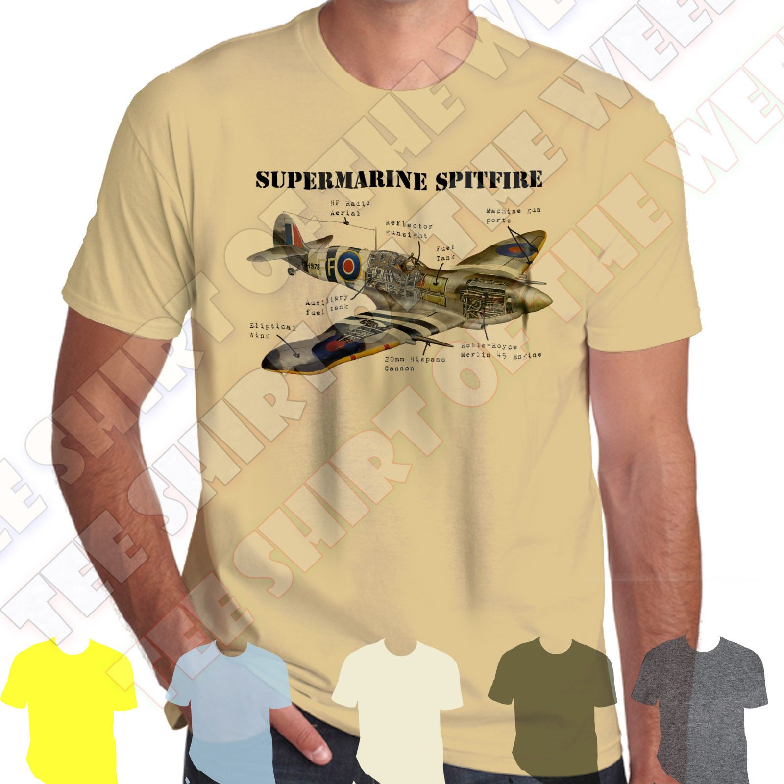 SPITFIRE T SHIRT MEN BRITISH RAF ARMY MILITARY AIRCRAFT FIGHTER WW2 TEE TOP
