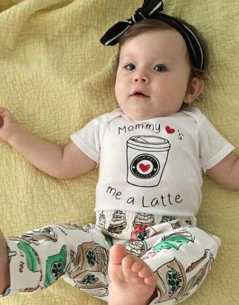 2020 Cute Newborn Baby Boy Girl Toddler Ice Cream Romper Top Long Pants Leggings Headband Outfit Toddler Boys Girls