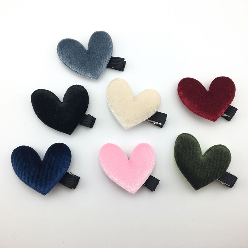 Velvet Heart Hair Clip ,Valentines Polyester Barrettes Fashion