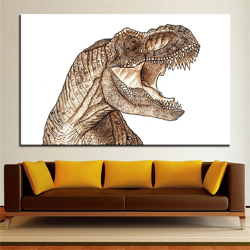 Compre Gran Tamano De Impresion Pintura Al Oleo T Rex Dinosaurio