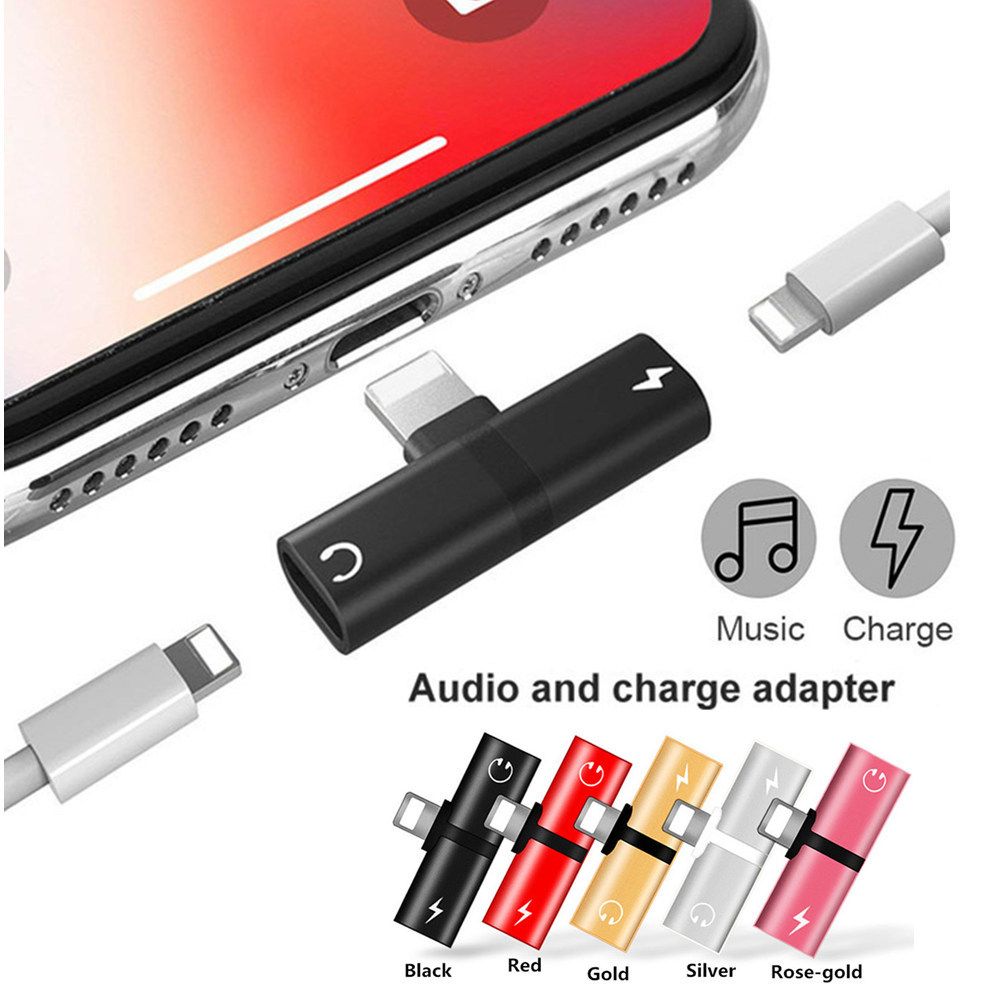 Double Jack Charging Audio Adapter For IPhone XS XR X 8 Plus 7 Support IOS 11 Music Or Call For