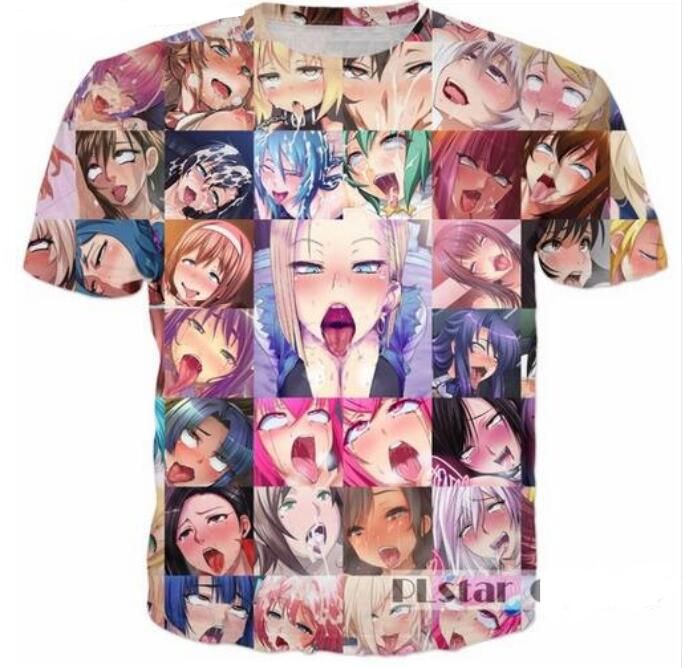 Ahegao Funny Emoji Anime 3D Print Women Men Casual Short Sleeve T-Shirt Tops Tee Ahegao Funny Emoji Anime 3D Print Women Men Casual Short Sleeve T-Shirt Tops Tee
