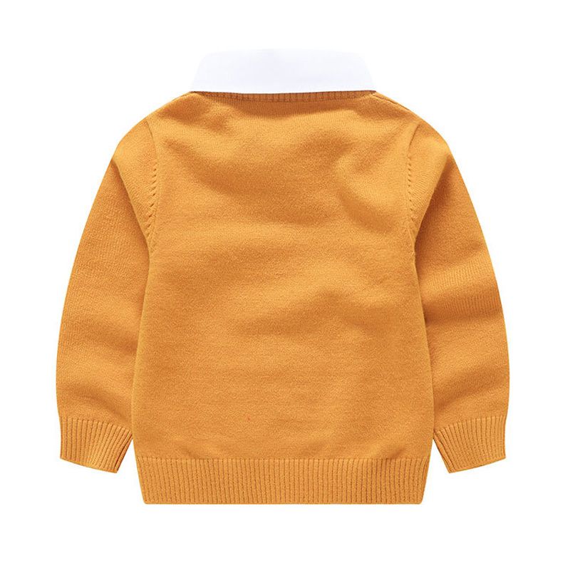 Baby Sweaters Boys Long Sleeve Spring Autumn Kintted Sweater Cute Cartoon Red Yellow Grey Shirt Collar Baby Clothes Boys Cardigan Knitting Patterns
