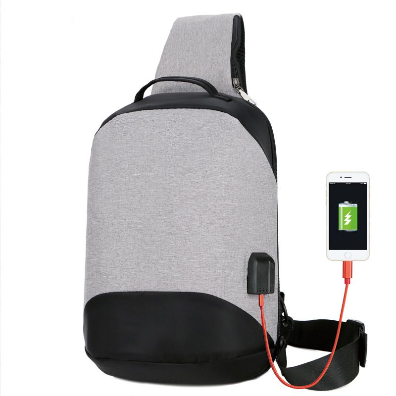 Oxford Canvas Material Chest Bag Mens Bag Shoulder Messenger Bag Mens Tide Brand Student Sports Oxford Canvas Casual Chest Small Backpack USB Interface Rechargeable Black Camouflage Black Two Option