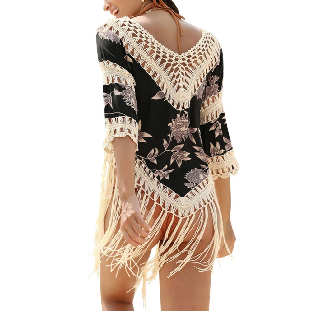 tassel crochet beach cover up