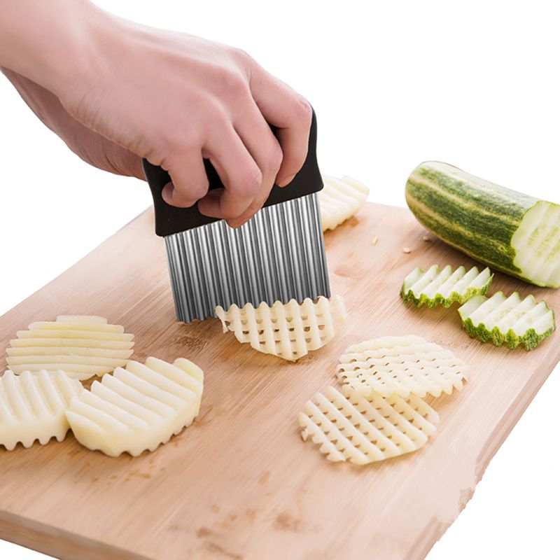 Cuchillas de Acero Inoxidable Plástico de patatas francés Desbrozadora chips Cortador Casero Chips 