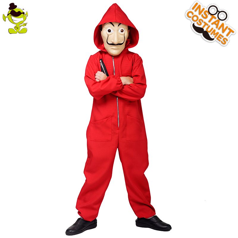 disfraz de fiesta de Halloween código L） disfraz de mascarada Disfraz La Casa De Papel casa de papel para ladrón traje de adulto en sala de papel de lino rojo 