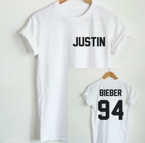 Acquista Maglietta Donna Casual Justin Bieber 94 Stampa Fronte