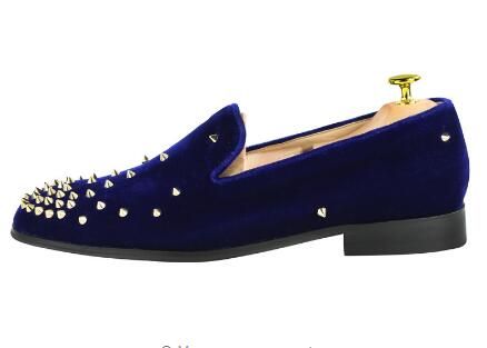 navy and gold loafers