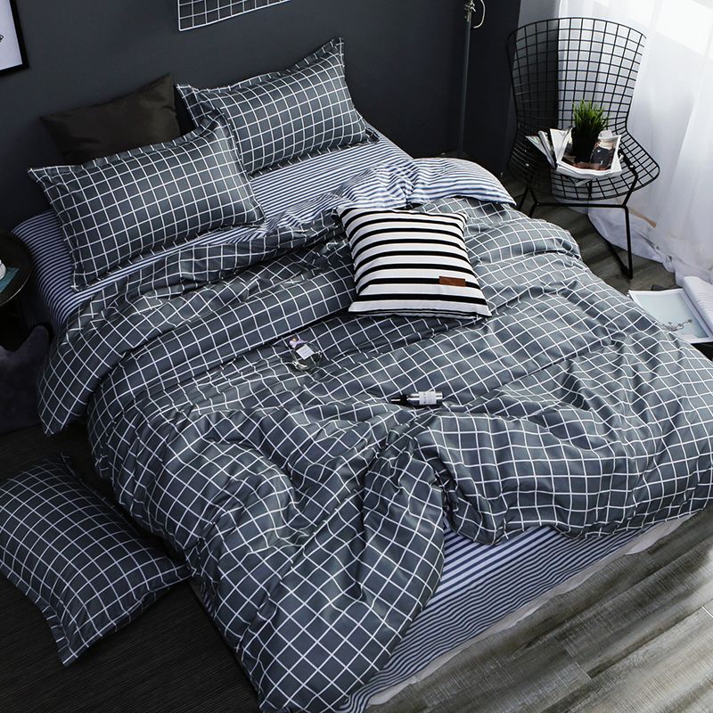 Home Textile Ab Side Bedding Set Grey Geometric Bedding Housse De