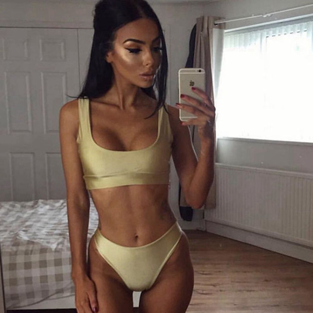 high waisted bikini with tank top