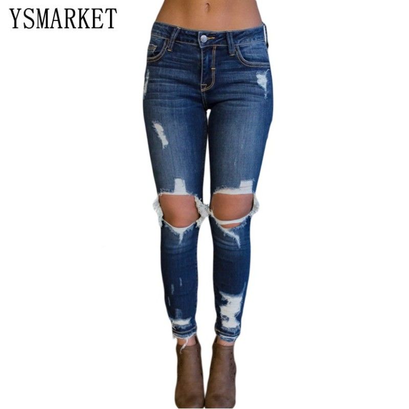 Acquistare Abbigliamento Femminile Taglie Forti Pantaloni Jeans Blu Scuro  XXL Jeans Strappati Distrutti Strappati Pantaloni Donna Matita Sexy Bodycon  E786024 Economico | Consegna Veloce E Qualità | DHgate Italy