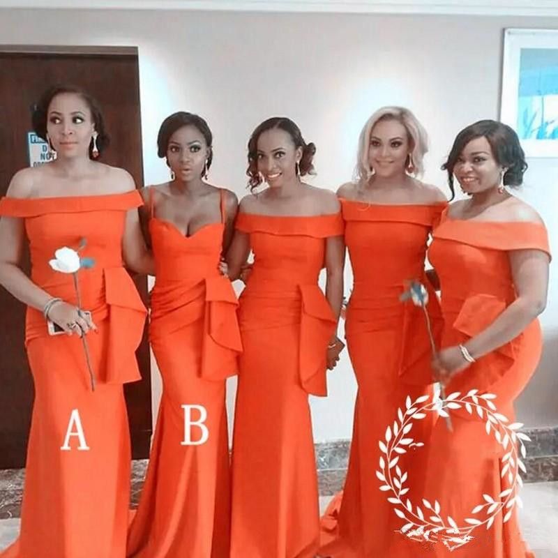 orange and white bridesmaid dresses