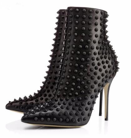 black spiked ankle boots
