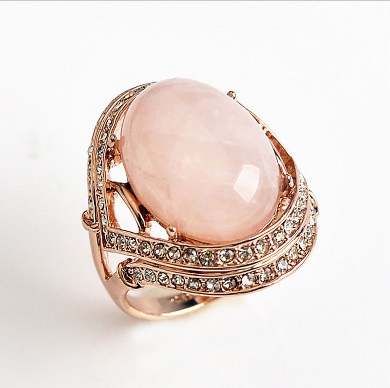 Compra Anillo De Eternidad Genuino De Compromiso De Cuarzo Rosa De Oro Rosa  Talla 9 Barato | Entrega Rápida Y Calidad | Es.Dhgate