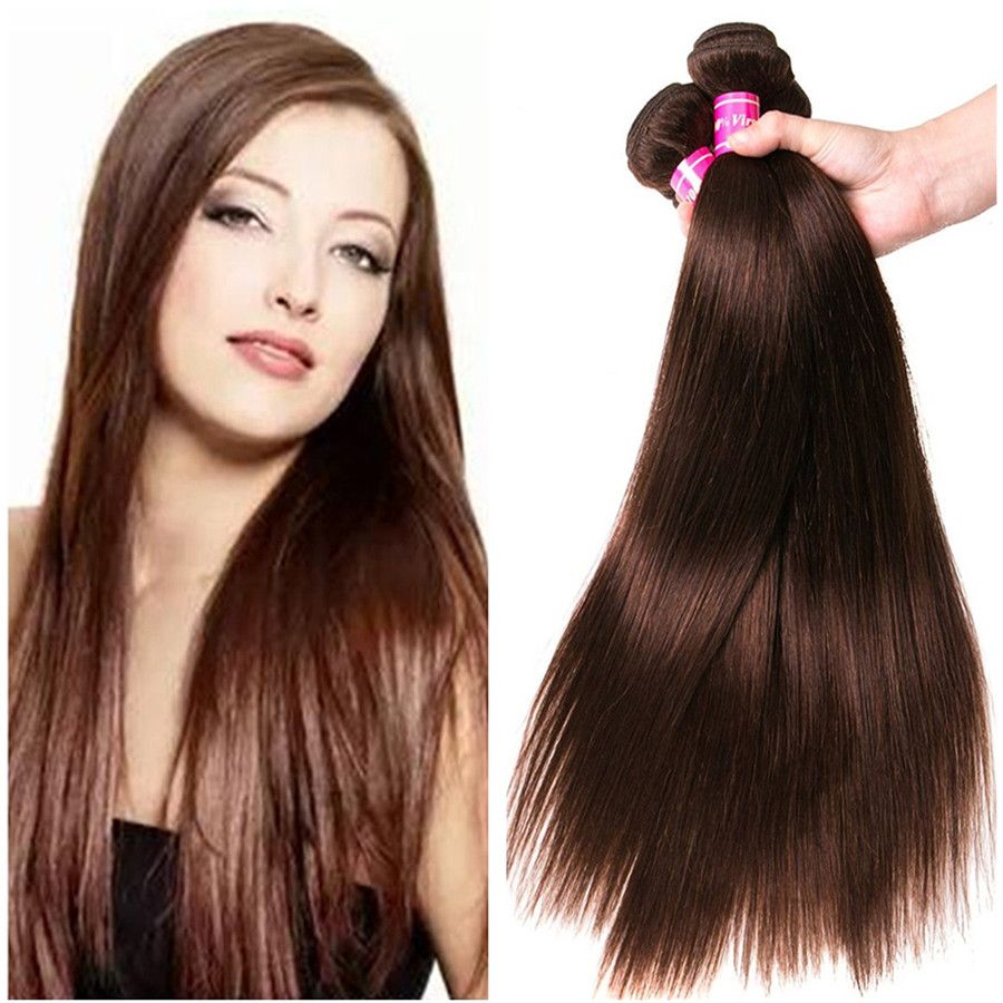 2020 Dark Brown Straight Hair Color Brown 4 Human Hair Extension