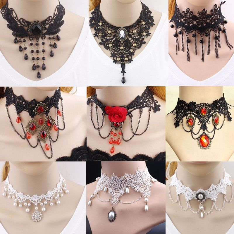 black lace choker necklace
