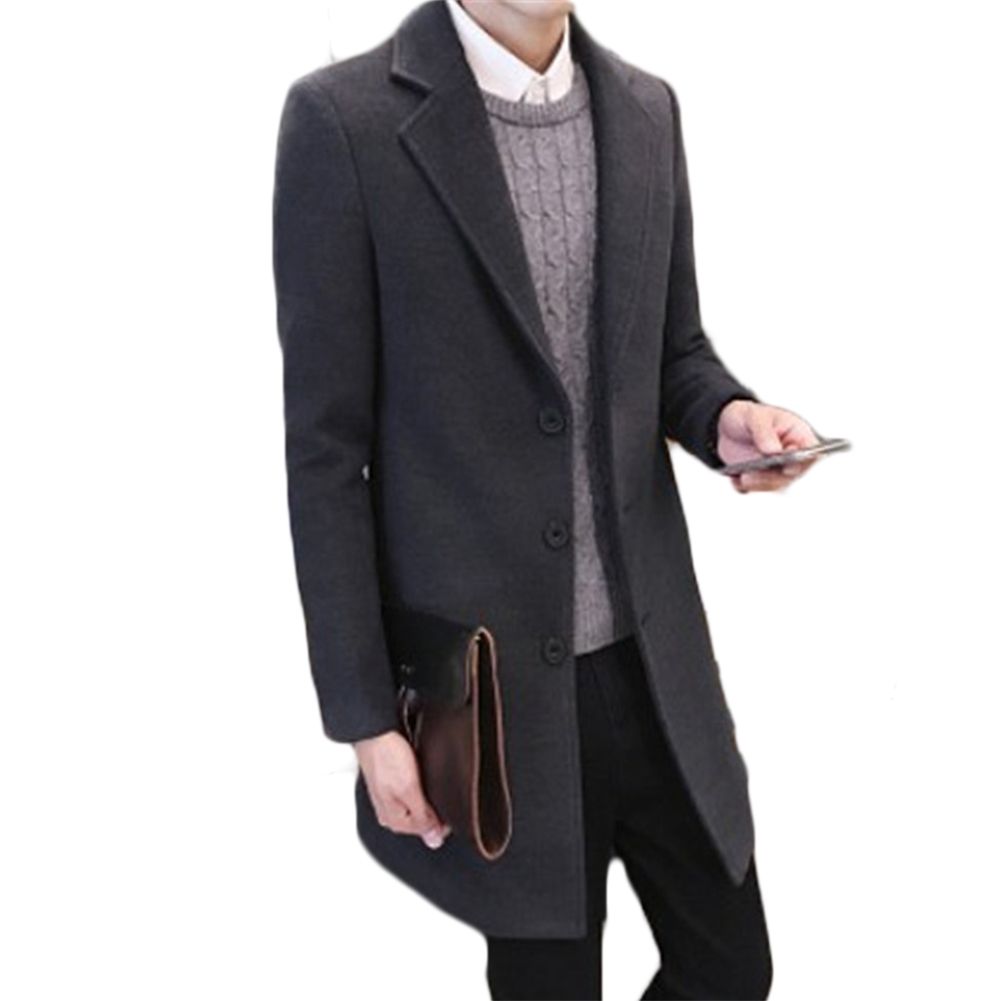 M-4XL Mens Winter Wool Blend Warm Trench Coat Jacket Single Breasted Peacoat Top