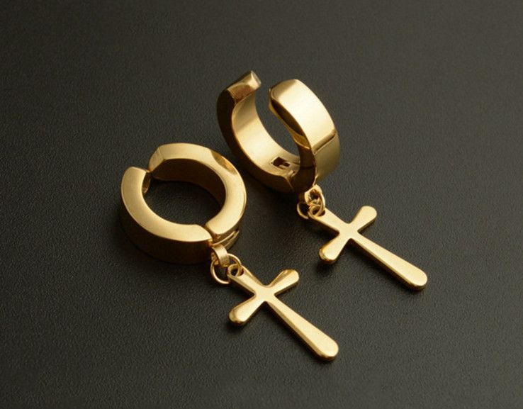 Golden cross ear clip