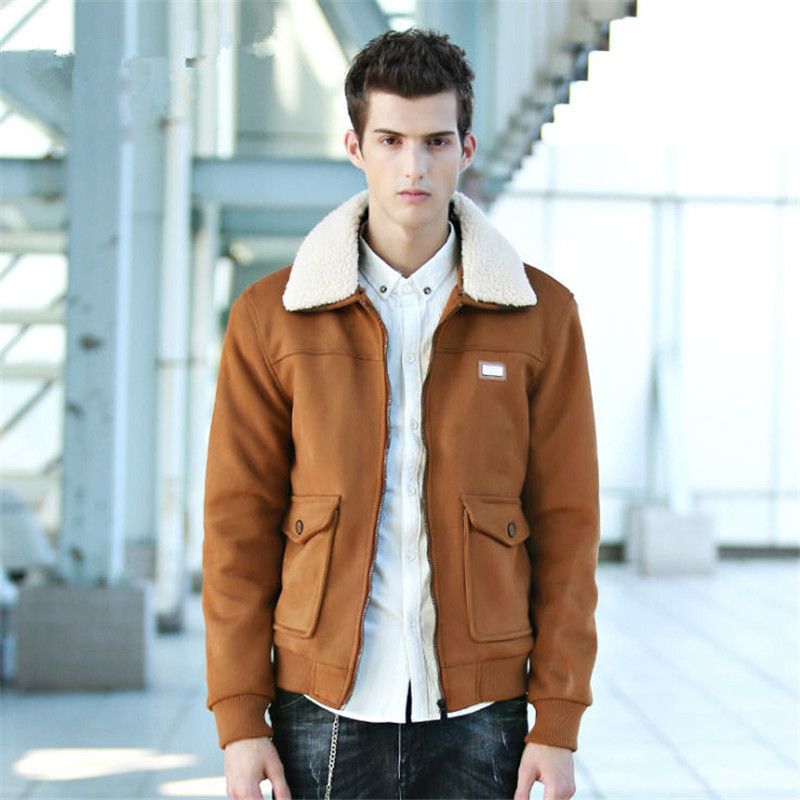 mens fleece lined suede jacket
