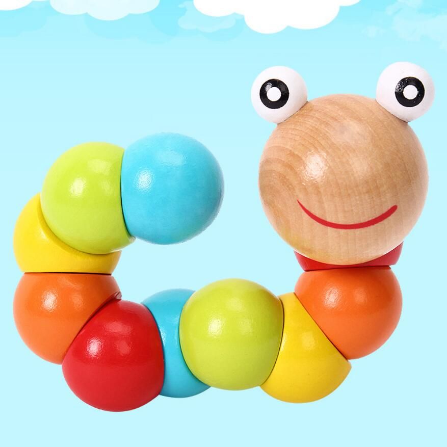 wooden worm baby toy