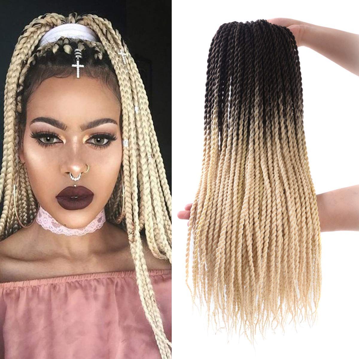 Senegalese Twist Crochet Hair 24 Ombre Box Braids Crochet Hair