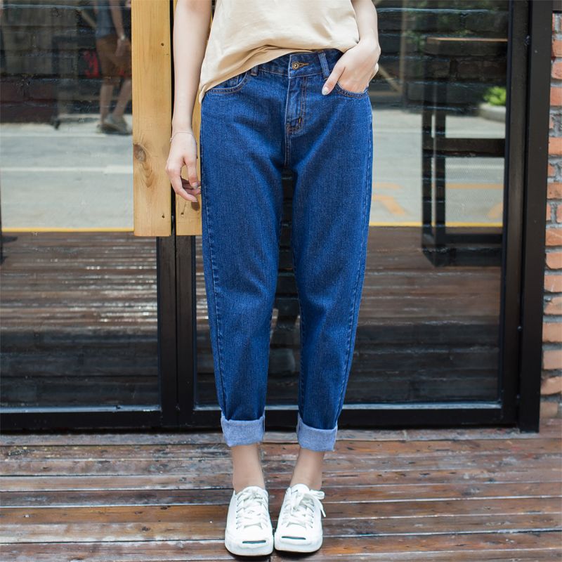 Women Casual Jeans Harem Baggy Ladies Summer Denim Pencil Pants Long Trousers