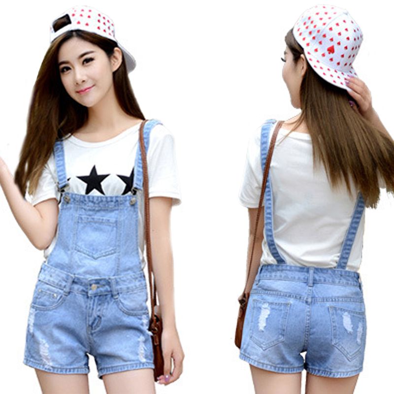 denim coverall romper