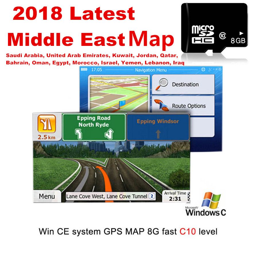 2021 8GB Micro SD Card Middle East Maps Car GPS Navigation Software For