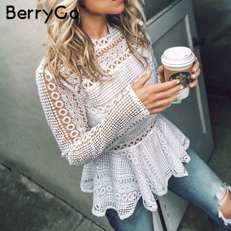 blusas blancas de encaje 2018