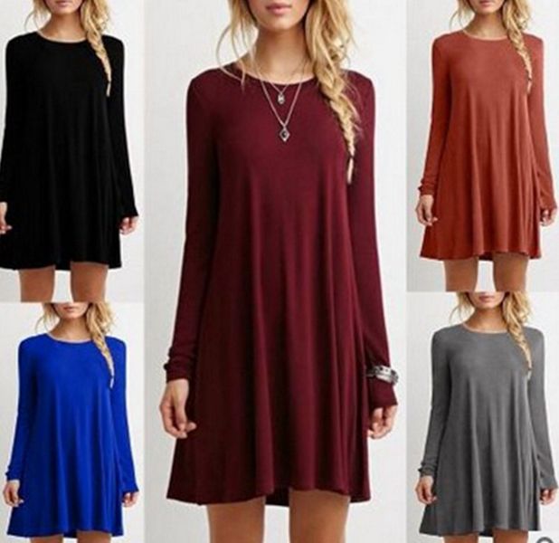 plus size long sleeve swing dress