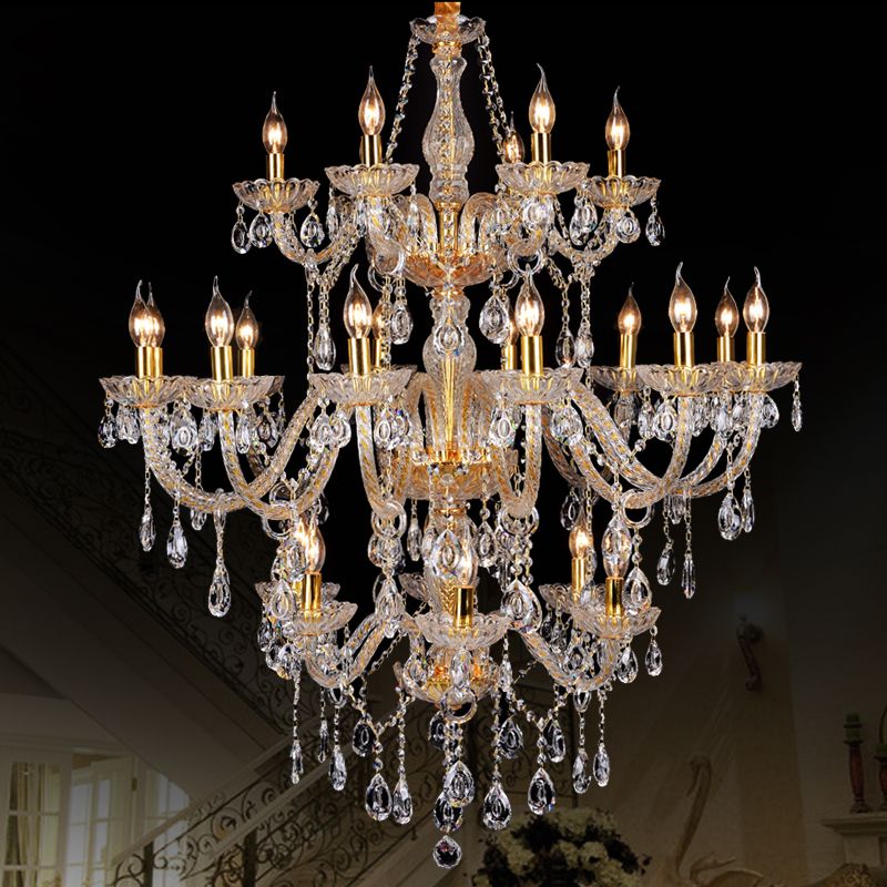 Bulk Morden 3 Layer 24 Arms Large Gold Stair Long Lamps Crystal Chandelier Lighting Restaurant Hotel Hall Villa Pendant Lights From Luohuisi 863 13 Dhgate Com Villa Pendant Lights, How Often Clean Crystal Chandelier