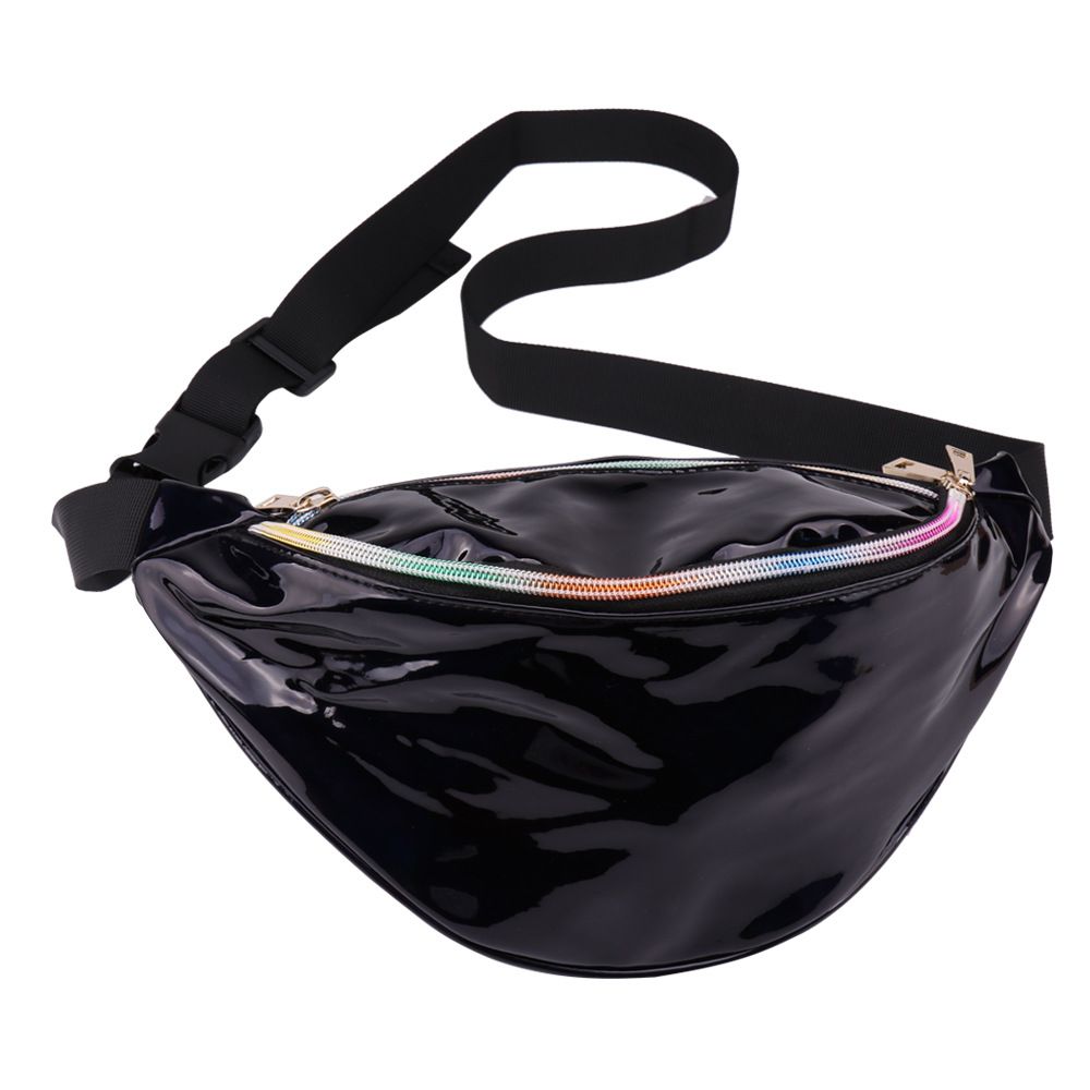 black holographic bum bag
