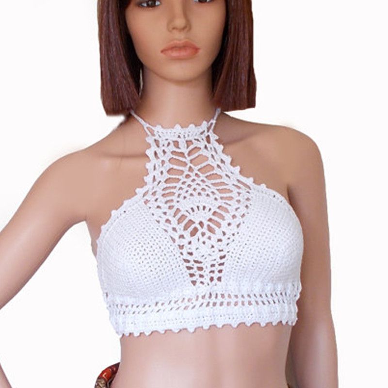 white high neck bikini top