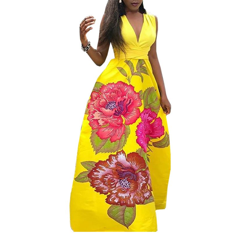 Vestido Amarillo Estampado De Flores Vestido Amarillo Estampado De Flores