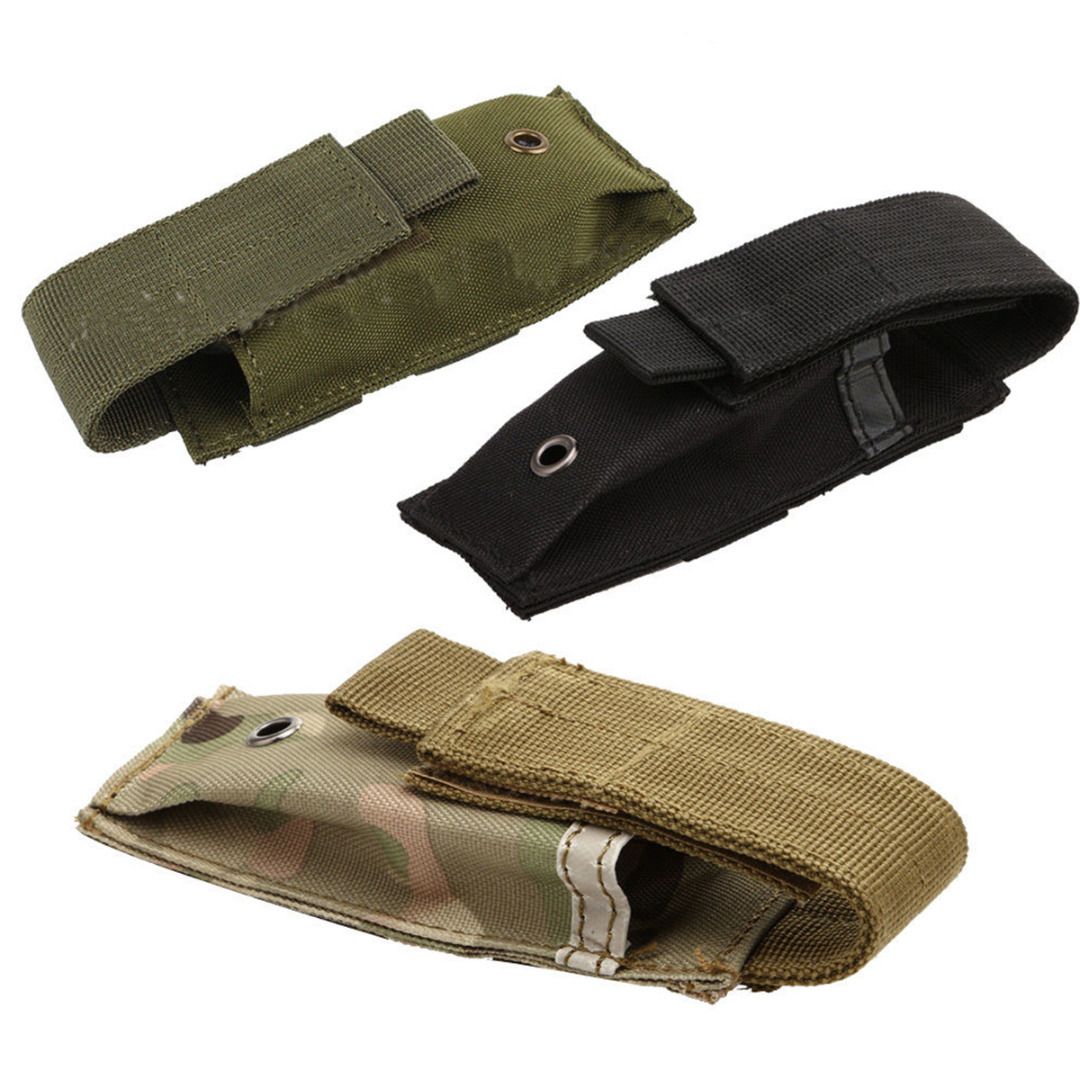 Tactical Flashlight Nylon Pouch Holster Molle Single Pistol Mag Clip Bags 