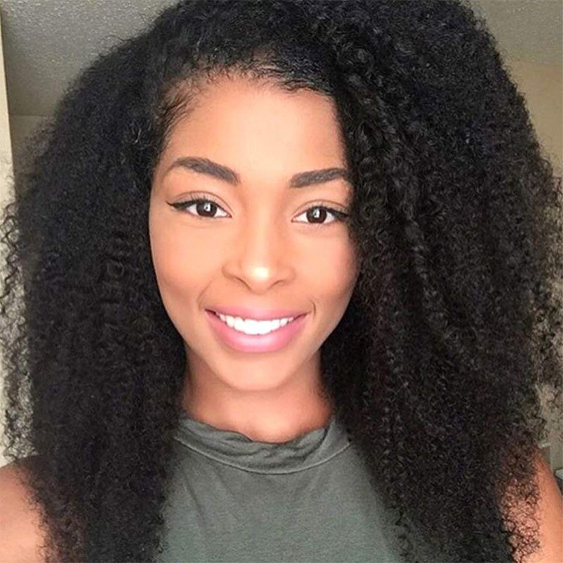 Malaysian Afro Kinky Curly Glueless Human Hair Wigs For Black