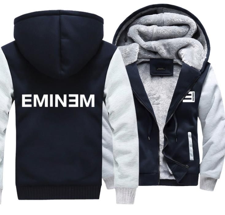 Hommes Fermeture Éclair/Hoodies Eminem Imprimé Épaissir Cardigan Pull-over Sweat Veste 