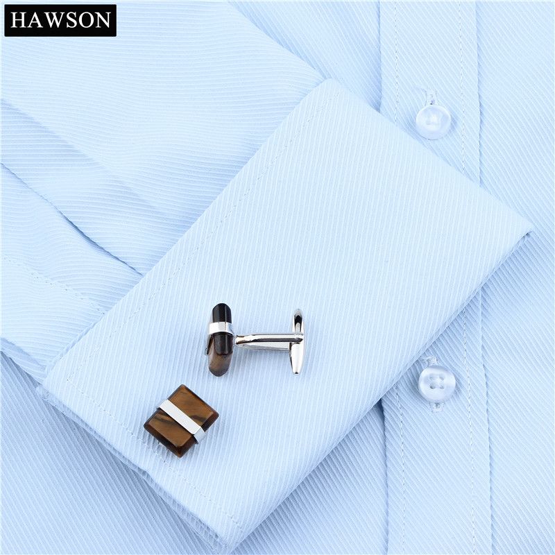 de HAWSON Gemelos lujo para la camisa de vestir Tiger Eye Stone Gemelos