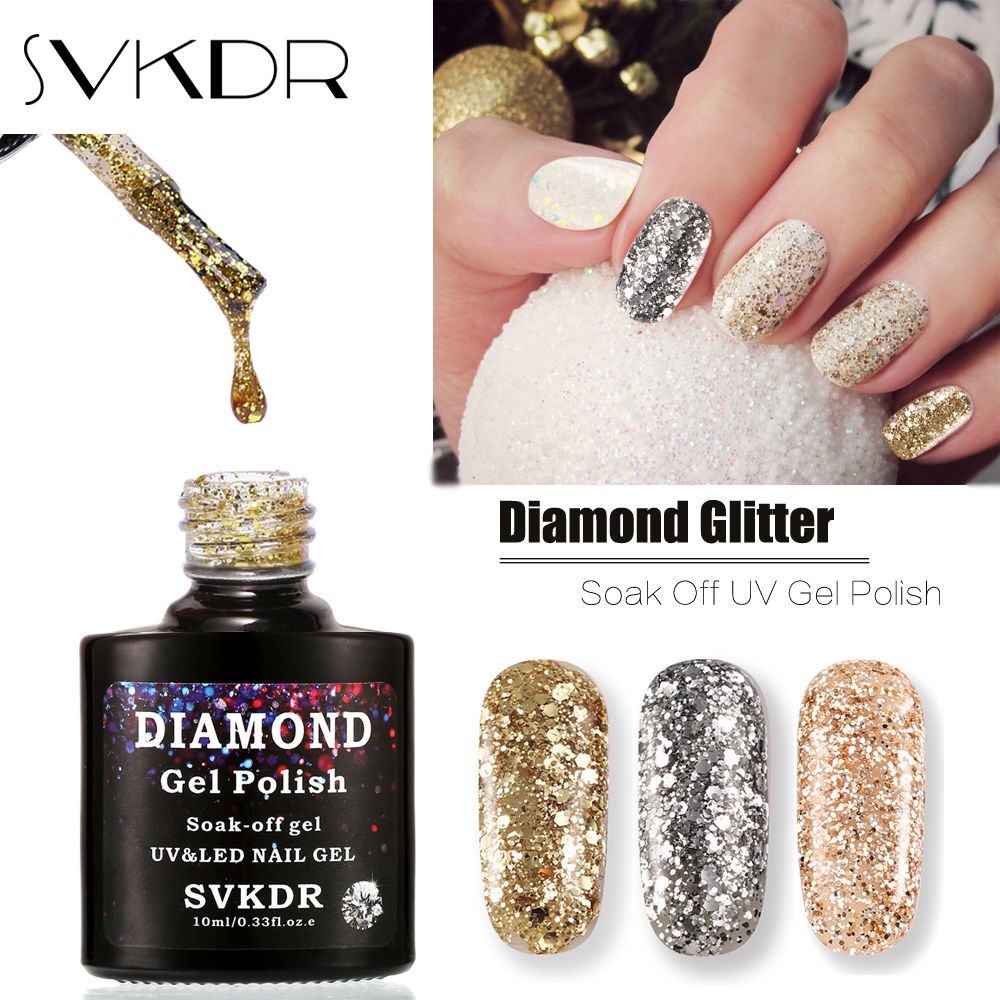 Svkdr Brand Professional Bling Glitter Uv Gel Polish Soak Off